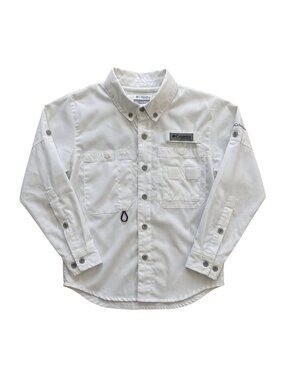 NWOT | Columbia Boys Long Sleeve Fishing Button Up Shirt White Omni-Shade | XXS